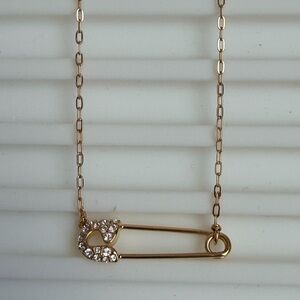 Gold Plated CZ Paperclip Necklace